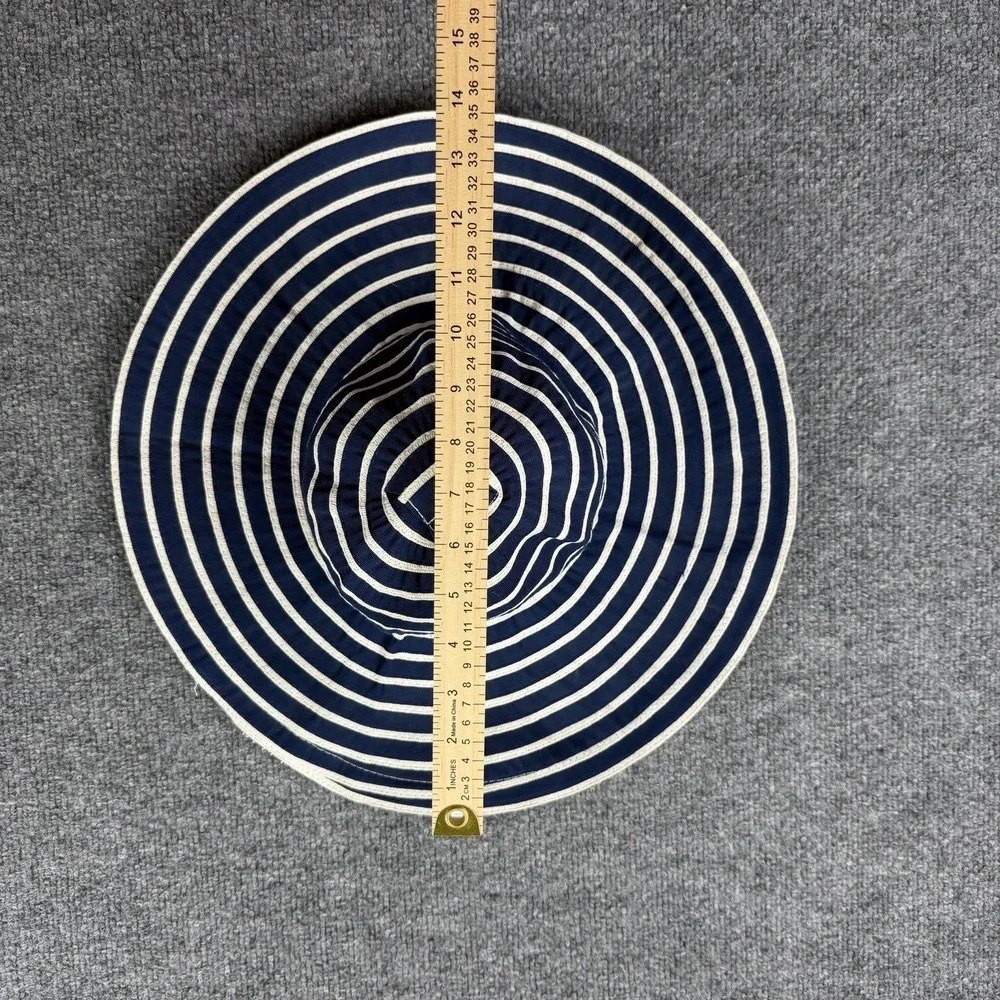 David & Young Boho Wide Brim Sun Hat Navy White Striped‎ Beach